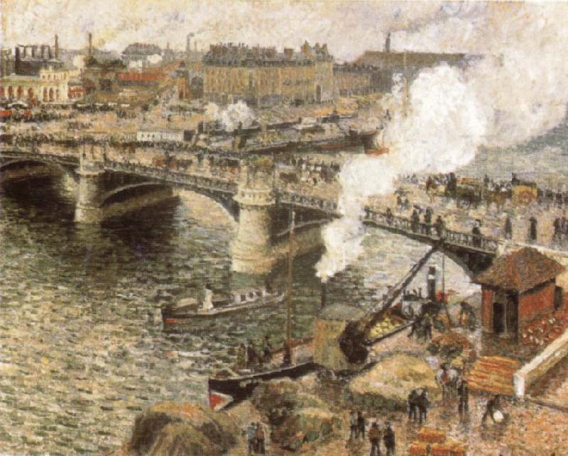 Camille Pissarro Pont Boiedieu in Rouen in a Drizzle